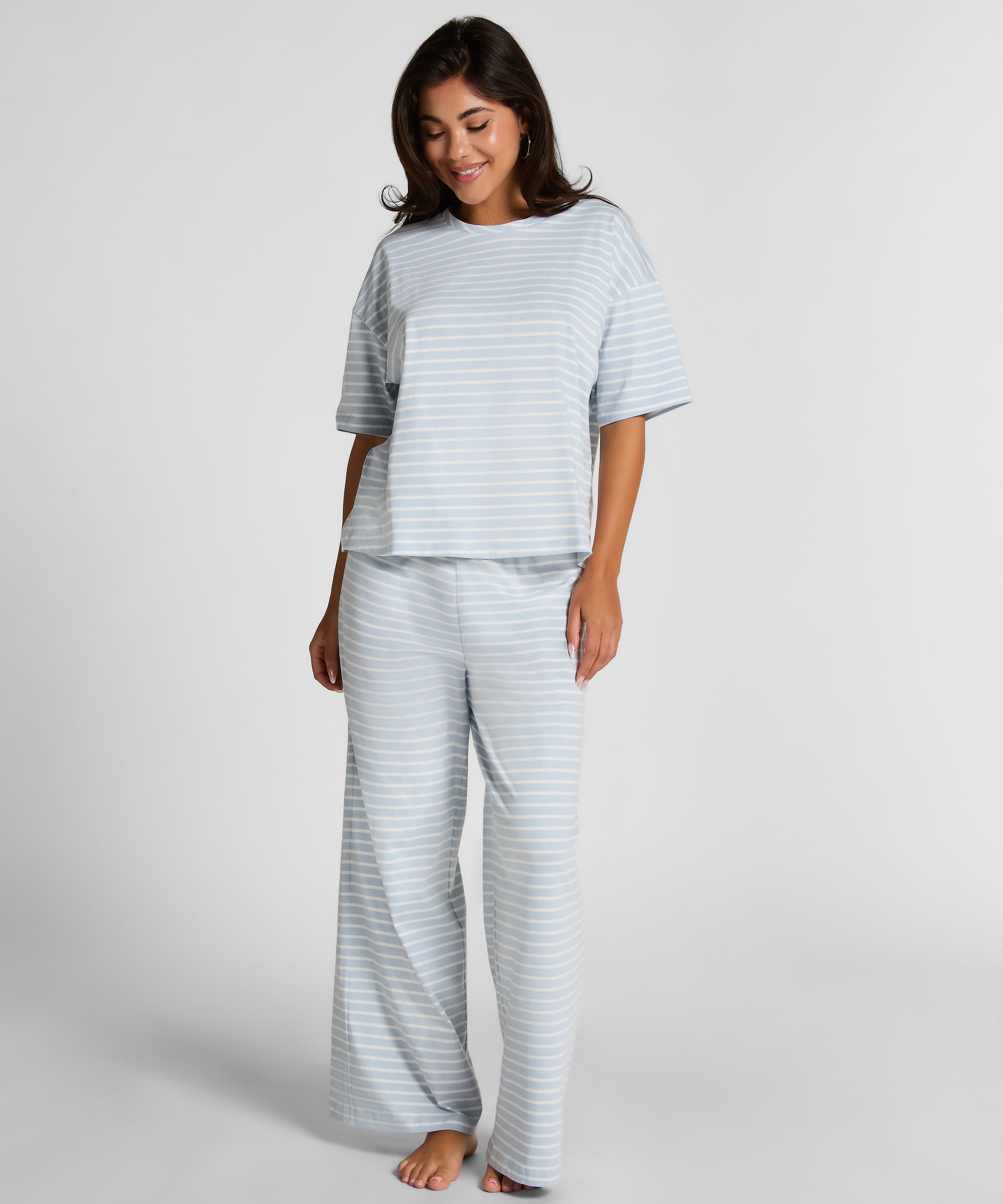 Pyjama Set Cotton Jersey Long, Blue, main