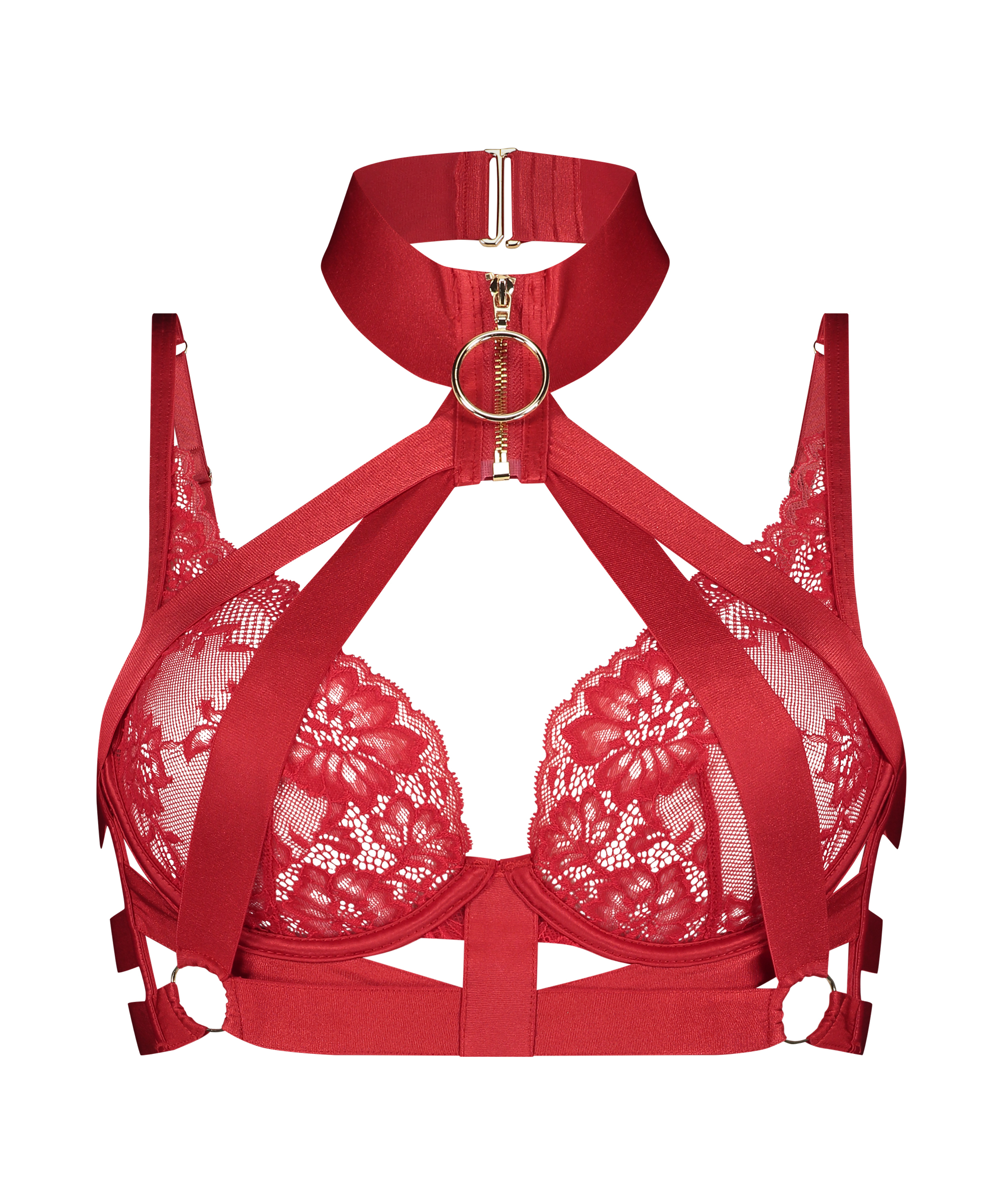 Clementine Unpadded Longline Underwired Bra, Red, main