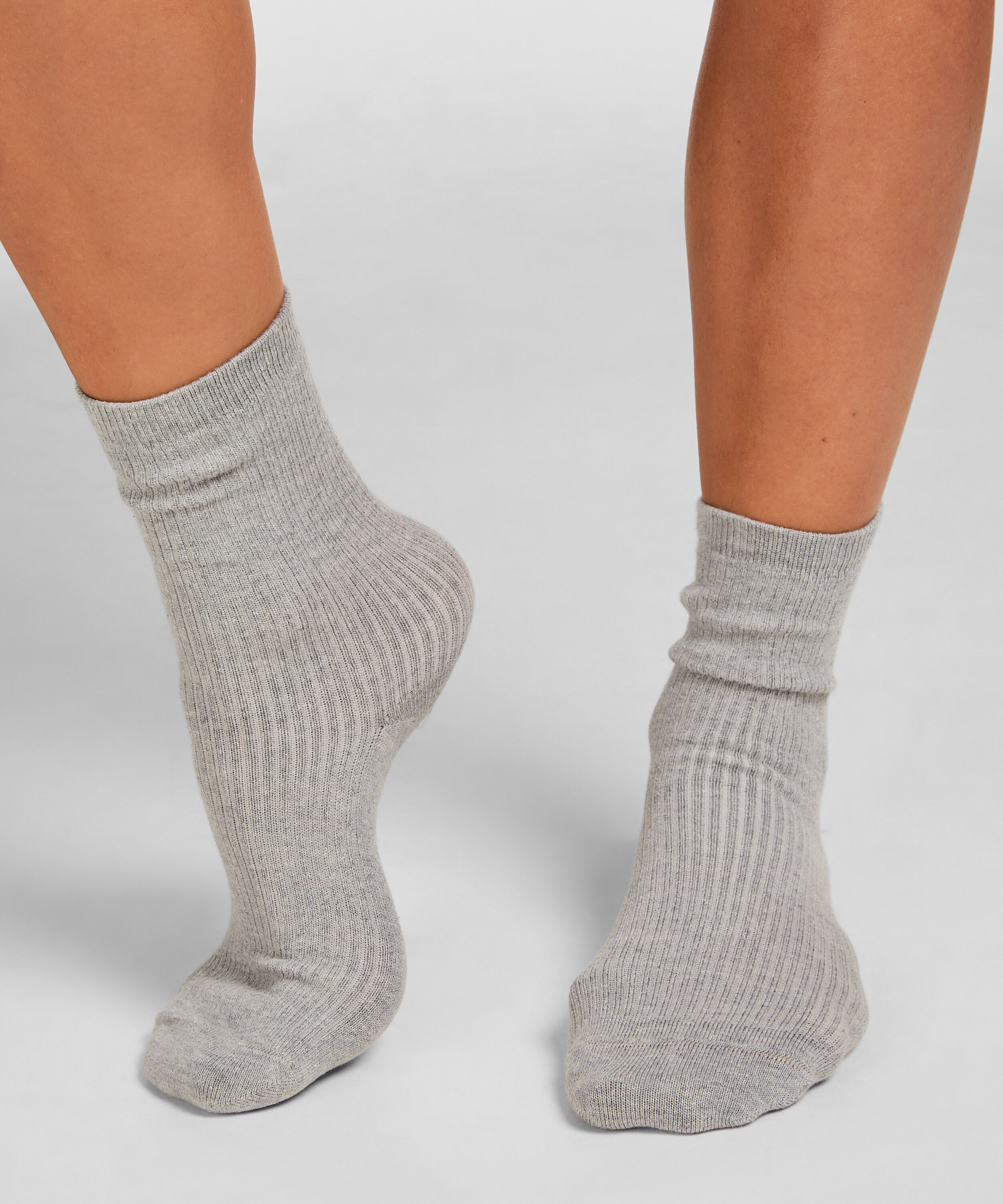 3-Pack Cotton Crew Socks, Gray