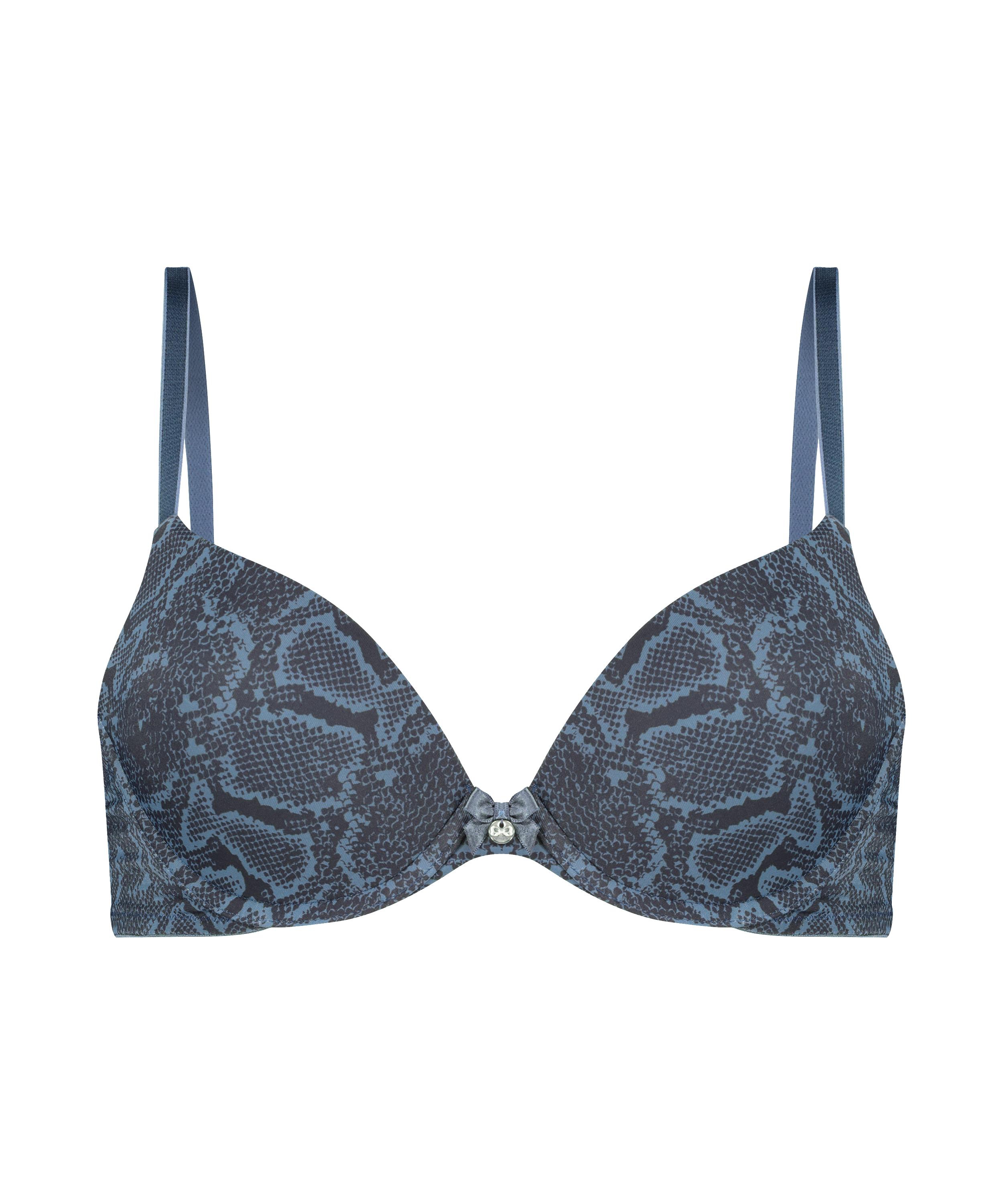 Animal Padded Underwired Bra, Blue, main