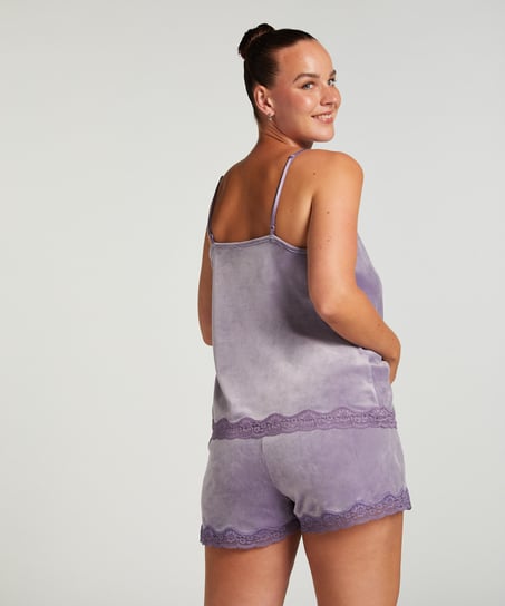 Velvet lace shorts, Purple