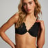 Scallop non-padded underwired bikini top, Black