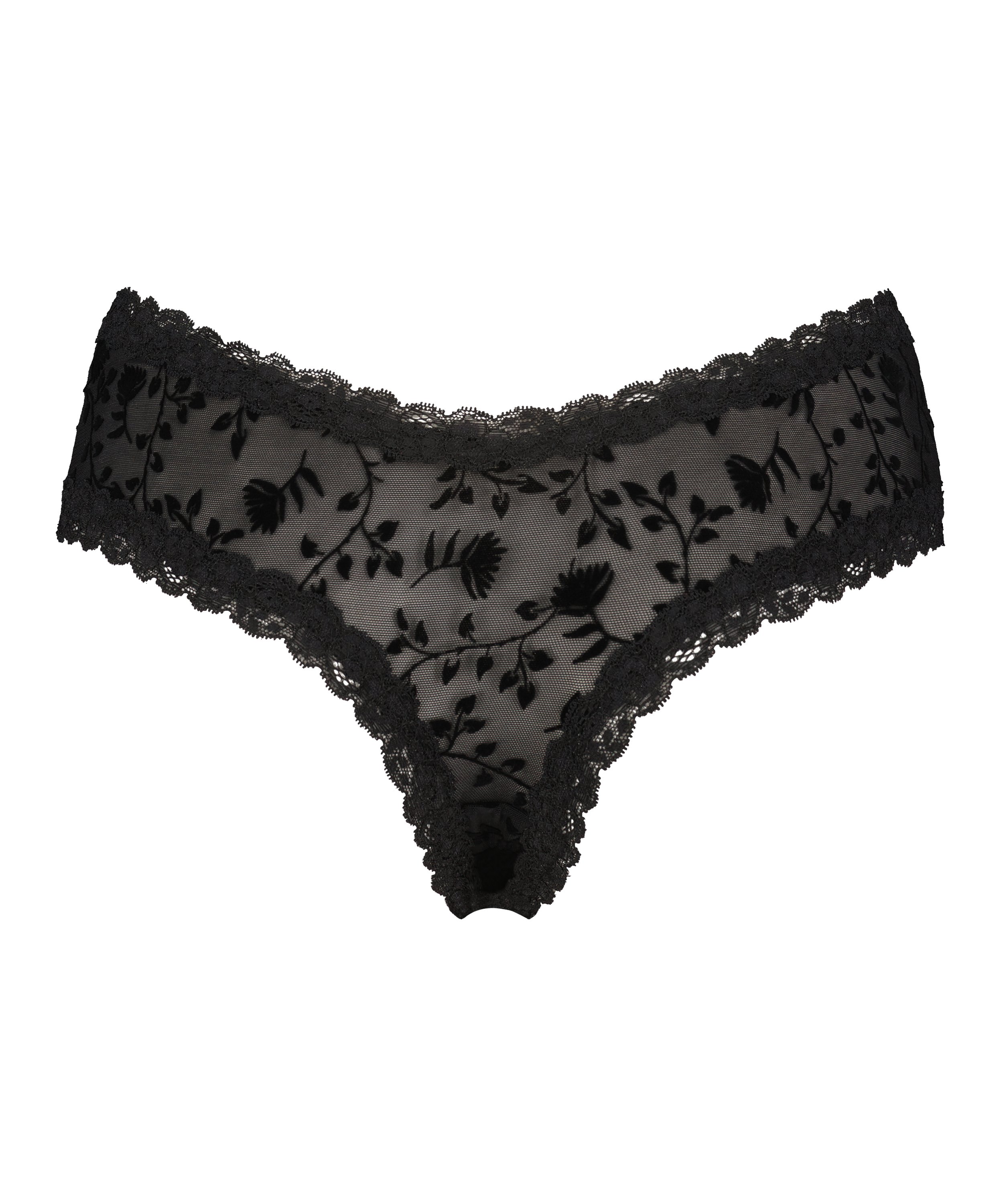 V-shaped Brazilian knickers mesh, Black, main