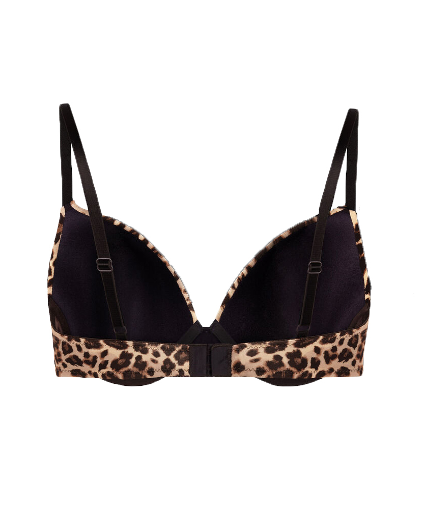 Plunge Padded Underwired Bra, Brown, main