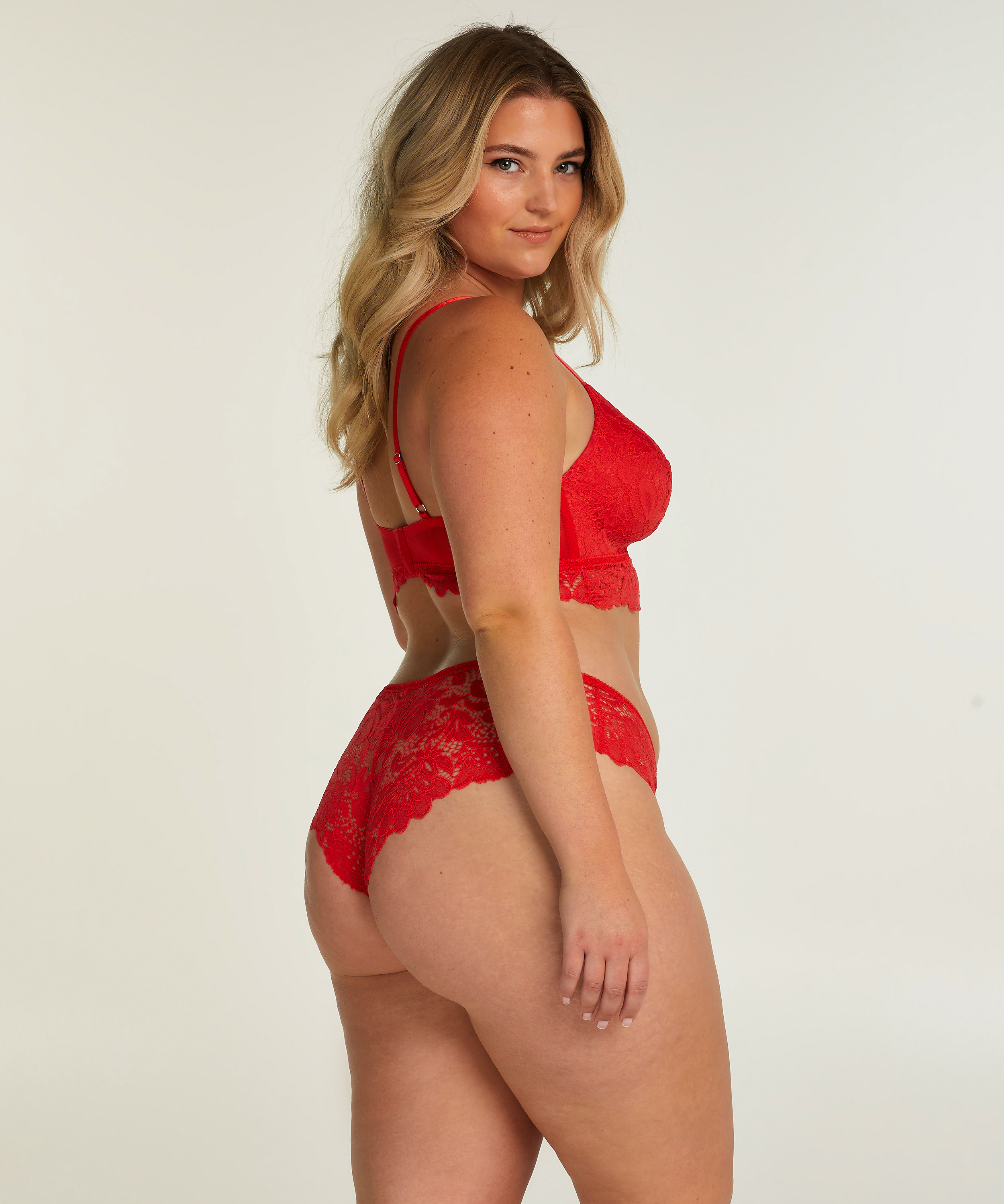 Shiloh Padded Longline Non-Underwired Bra, Red, main