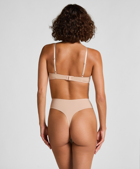 Plunge Padded Underwired Bra, Beige