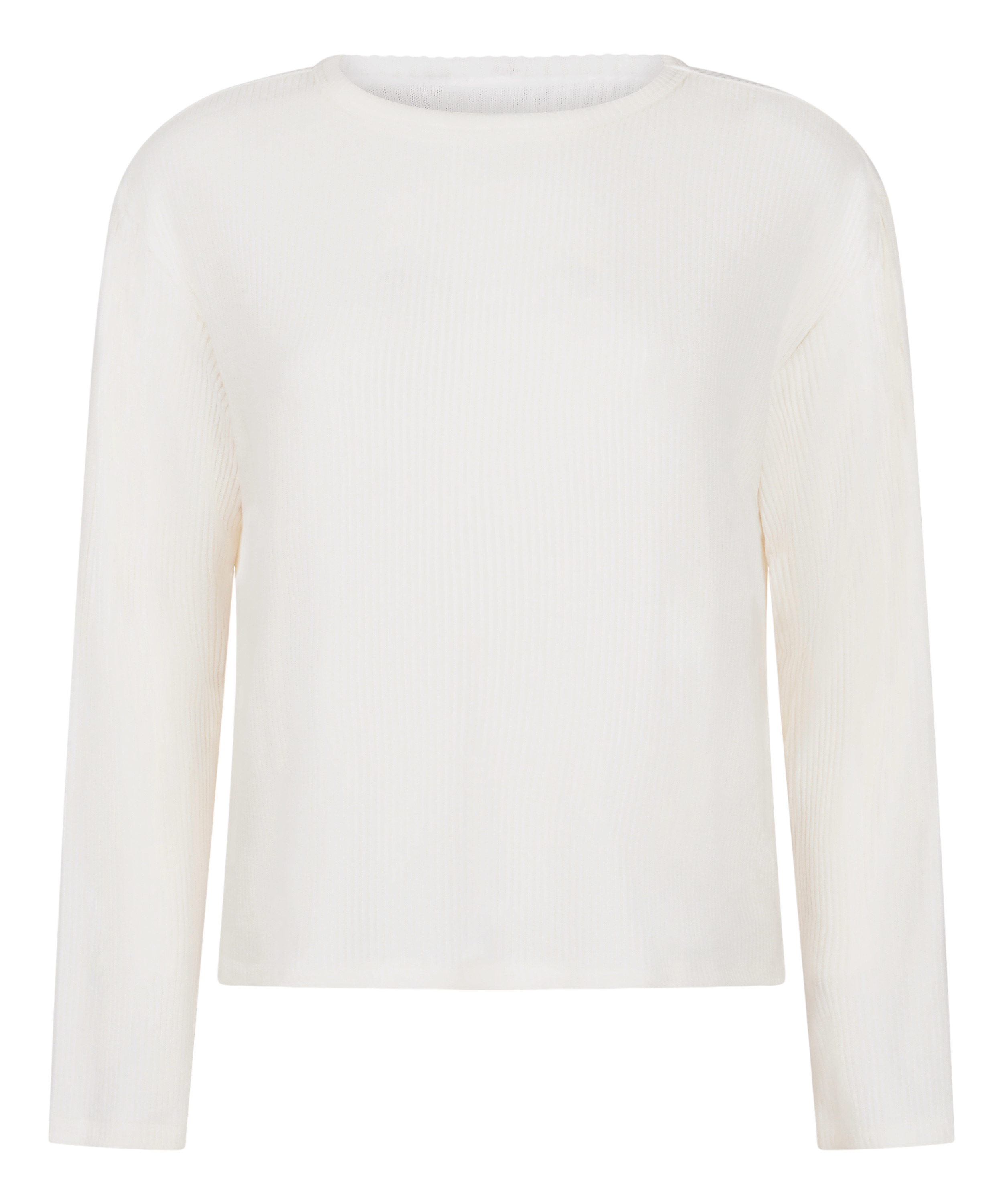 Jersey Long-Sleeved Pyjama Top, White, main