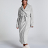 Long Fleece Bathrobe, Gray