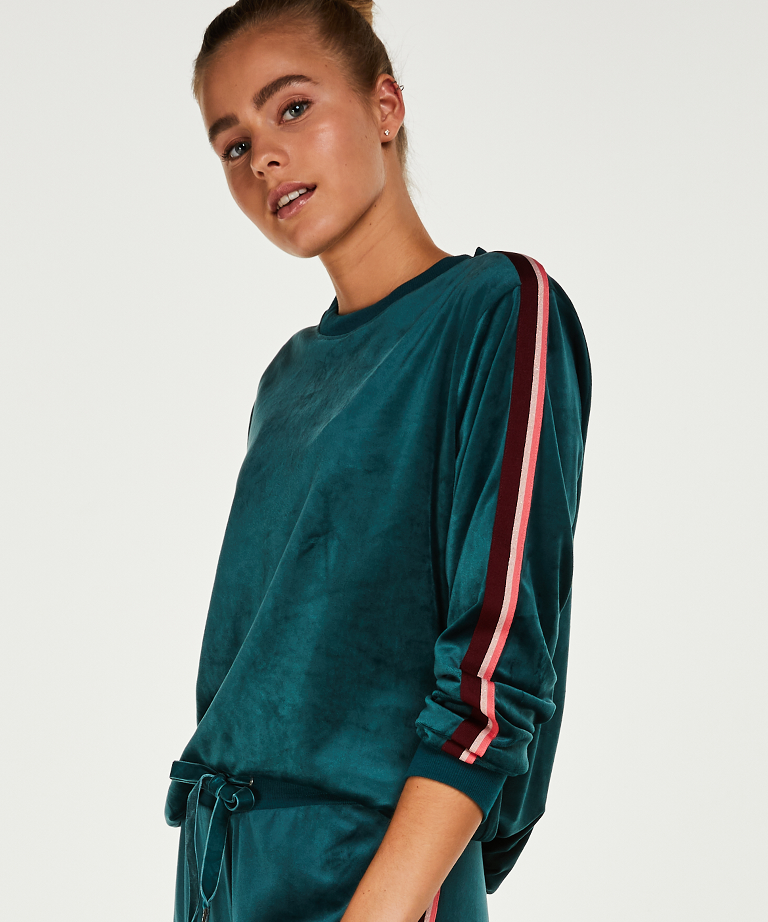 Striped Velvet Top, Green, main
