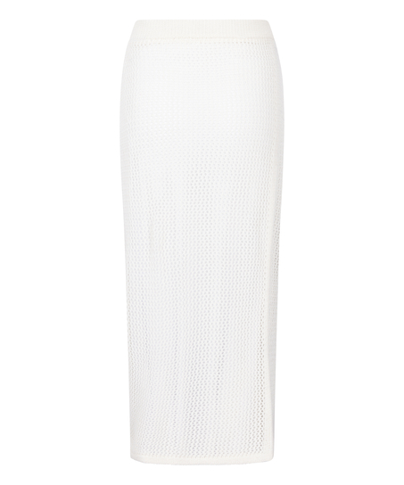 Crochet Midi Skirt, White