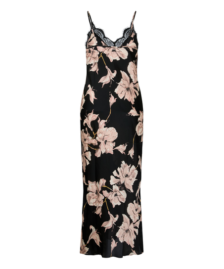 Slipdress Long Flower, Black