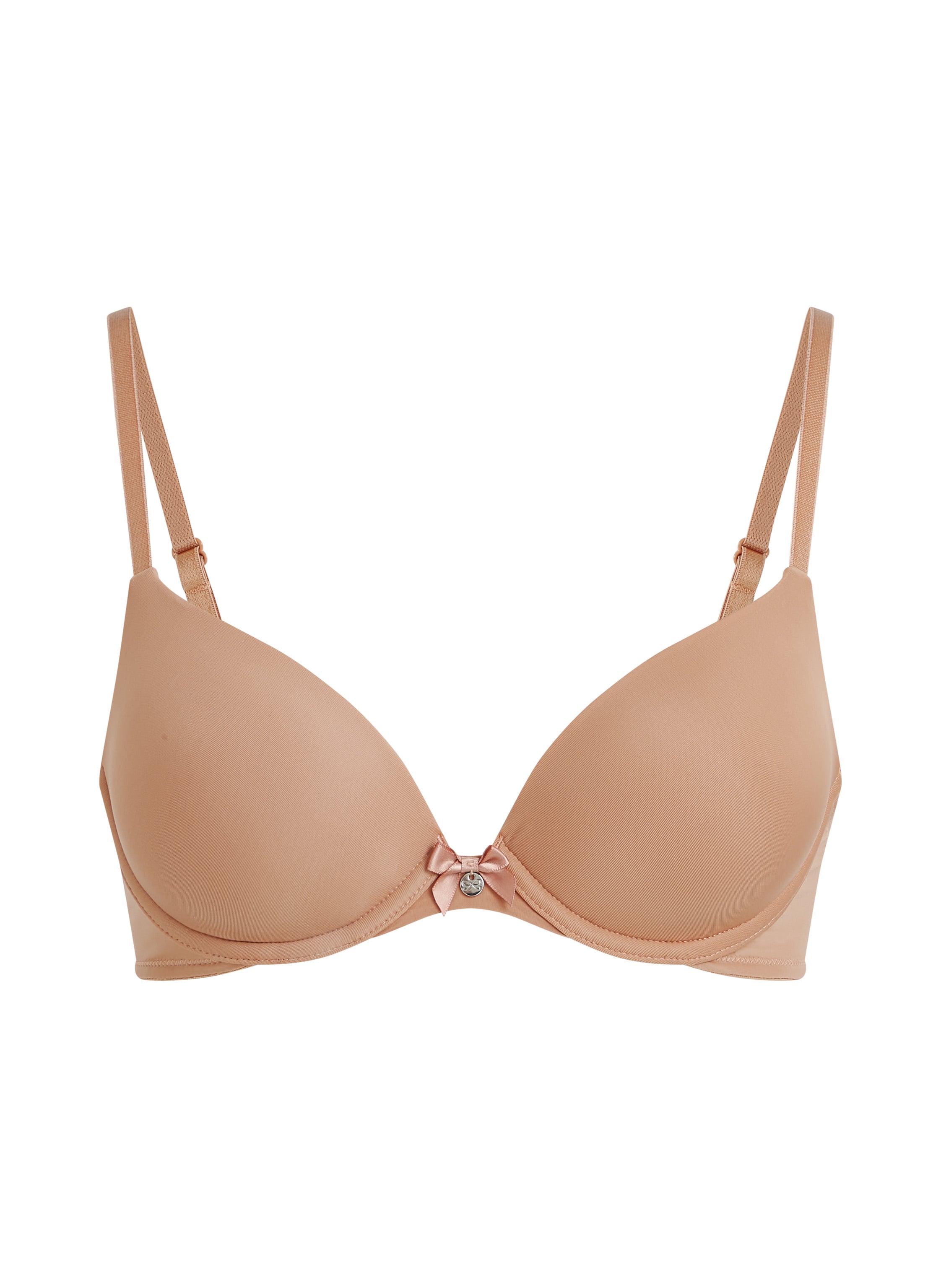 Plunge Padded Underwired Bra, Brown, main