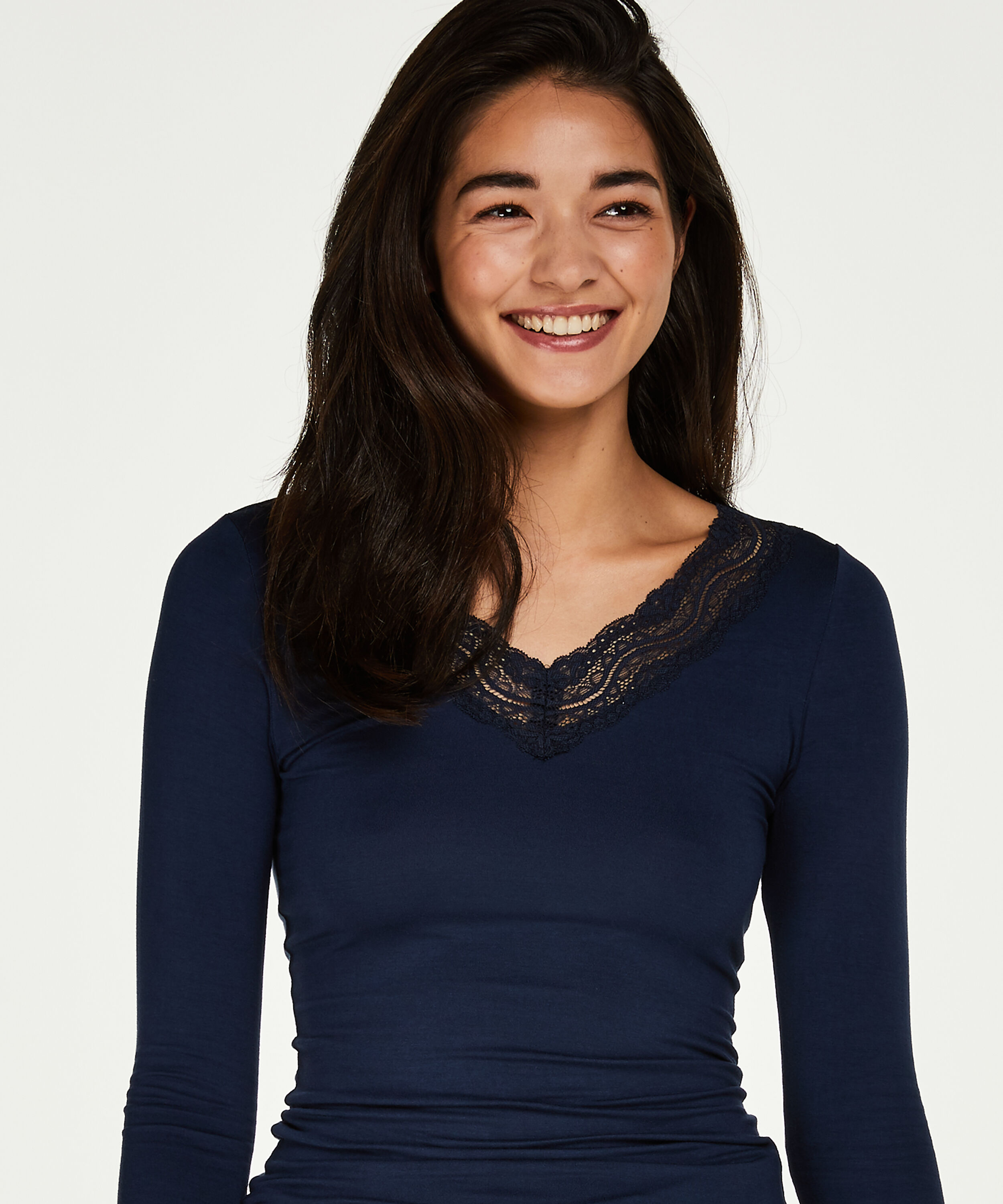 Top V-neck long sleeves, Blue