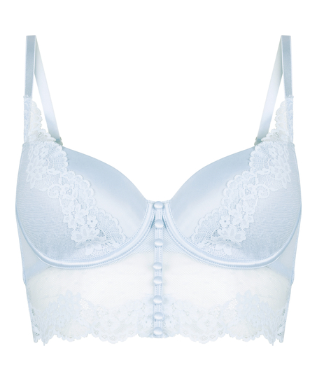 Laila Padded Underwired Longline Bra, Blue