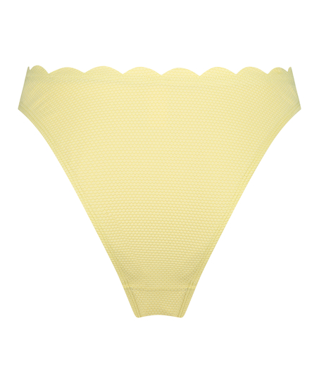 Scallop High-Leg Bikini Bottoms, Yellow