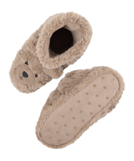 Slippers Teddy Bear, Beige