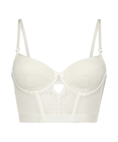 Malika padded longline underwired bra, White