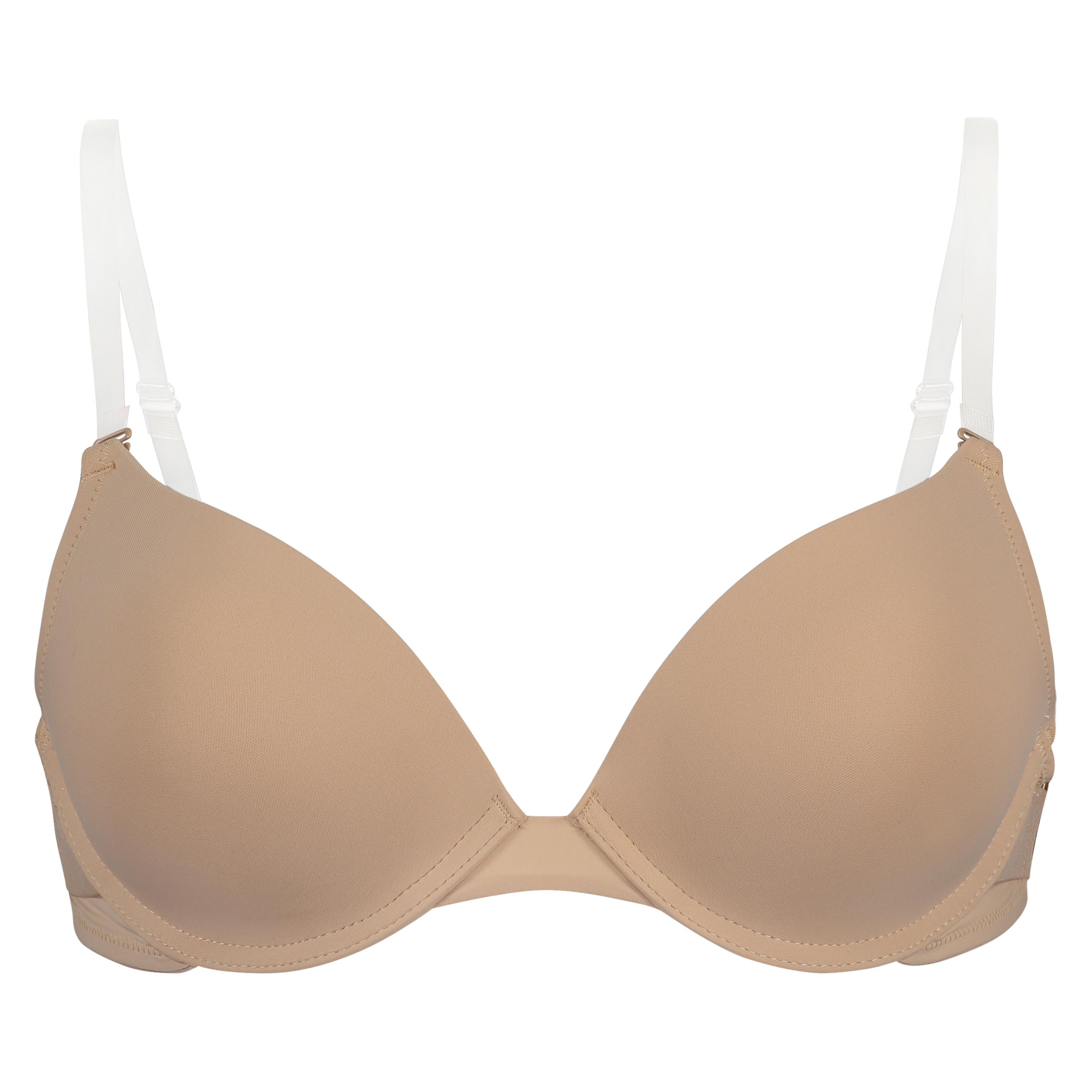 Transparent Back Padded Strapless Underwired Push-Up Bra, Beige, main