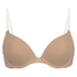 Transparent Back Padded Strapless Underwired Push-Up Bra, Beige