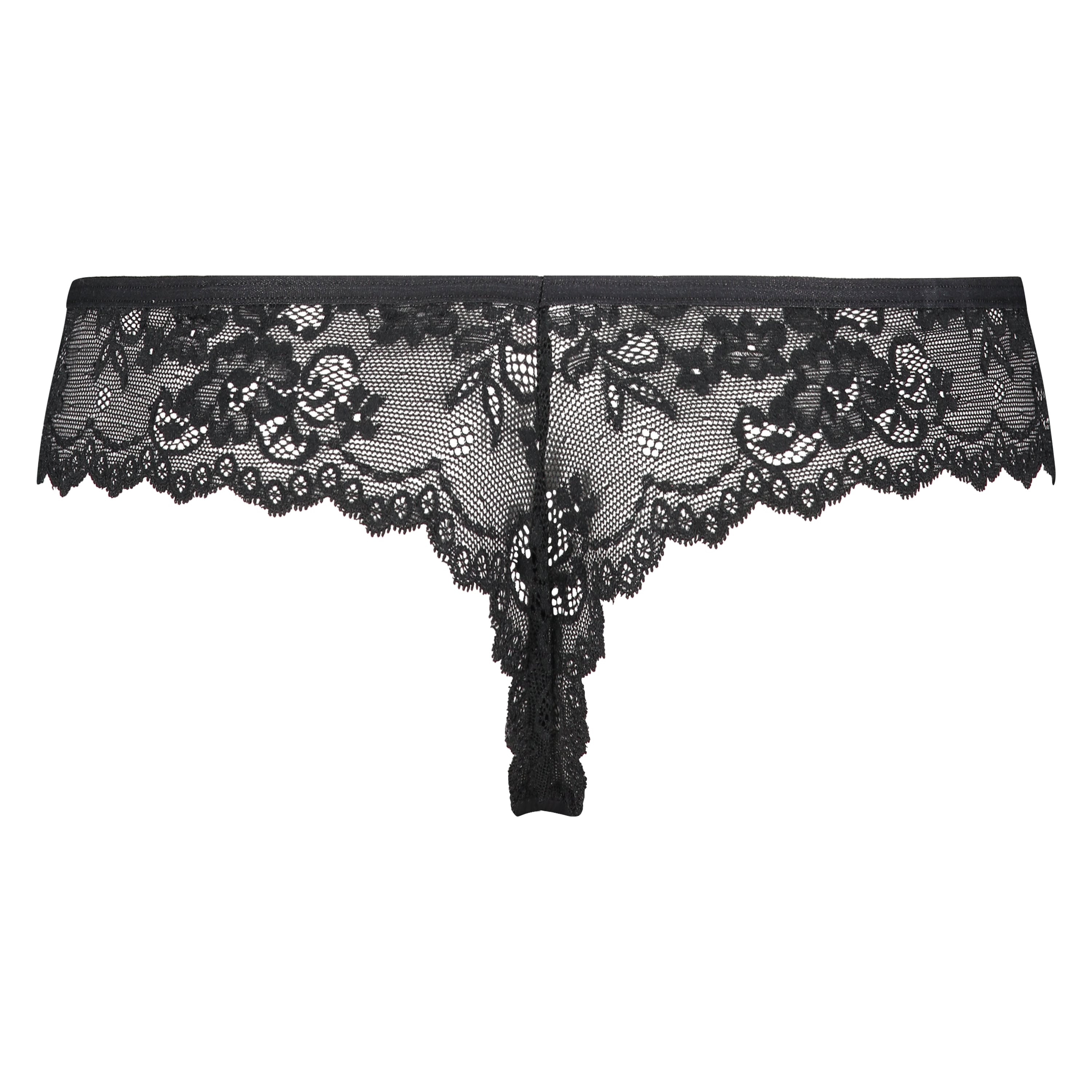 Lace Back Invisible Thong, Black, main