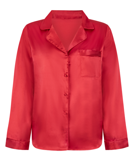 Satin Long-Sleeved Jacket, Red