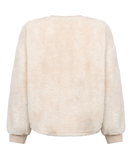 Longsleeved Top Fluffy Fleece, Beige