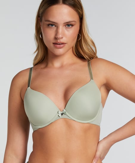 Plunge Padded Underwired Bra, Green