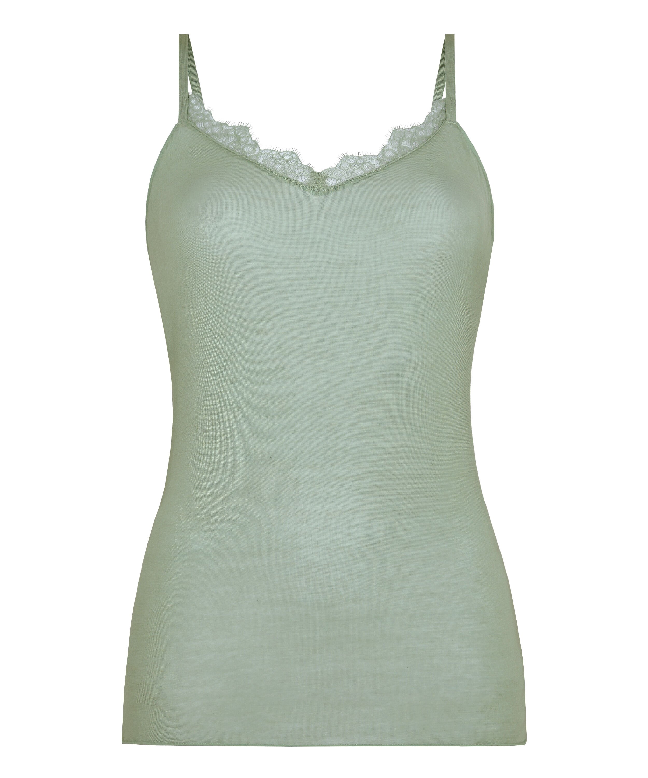 super soft Lace V-Neck cami with Cashmere, Green