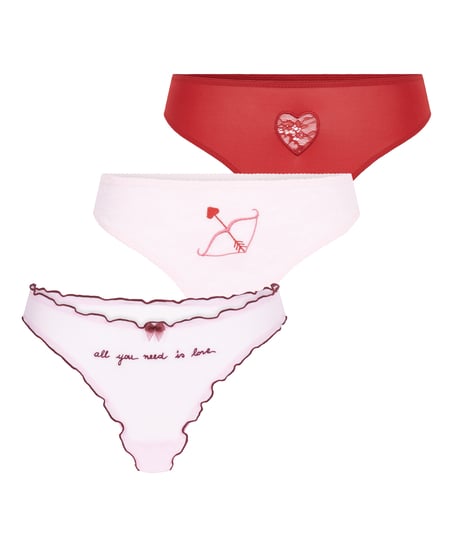 Valentine Thong 3-Pack Giftset, Pink