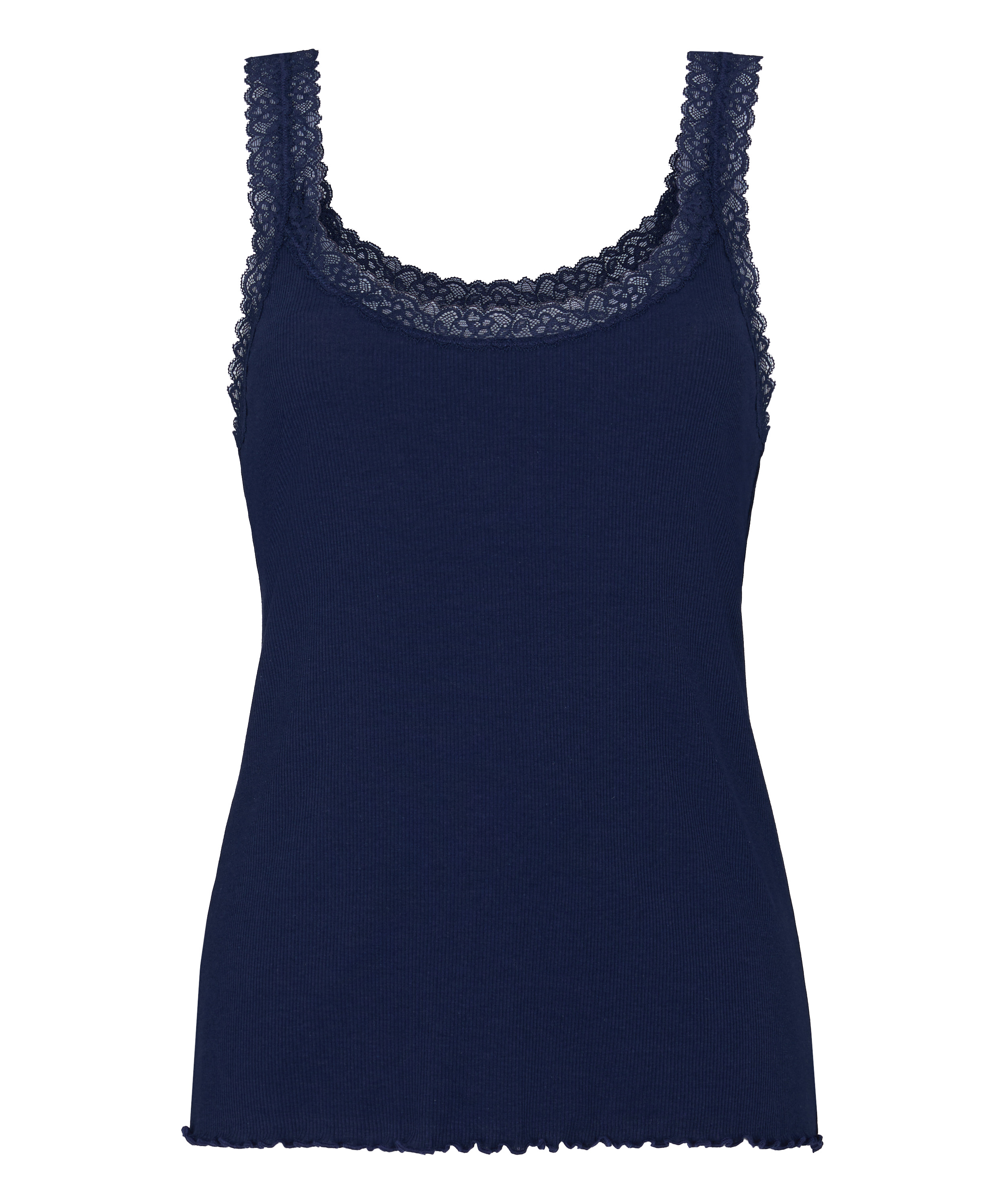 Singlet Rib Jersey Lace, Blue, main