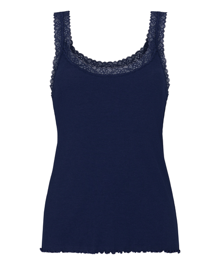 Singlet Rib Jersey Lace, Blue