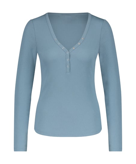 Long-Sleeved Pyjama Top, Blue