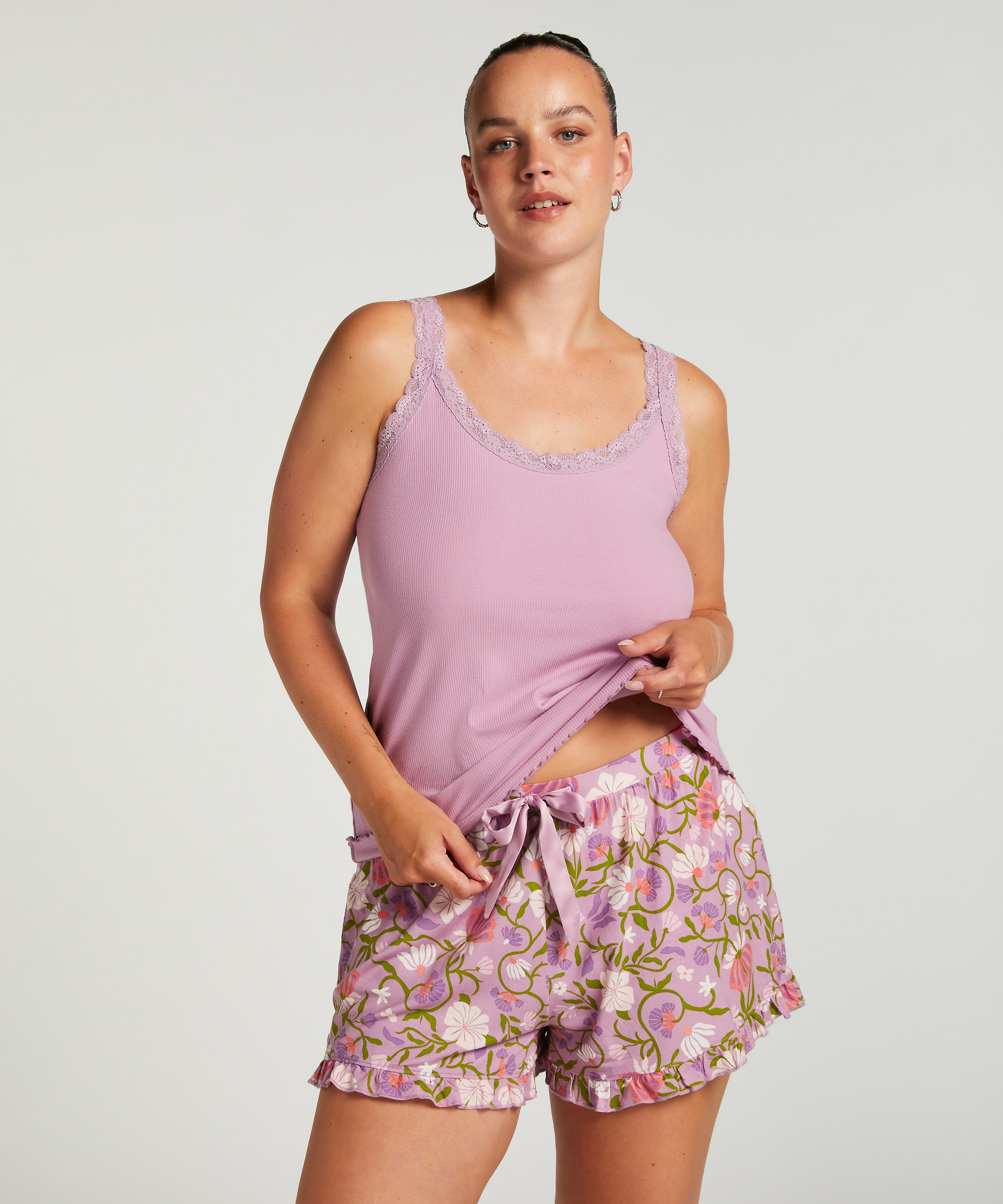 Ribbed Lace Singlet, Purple, main