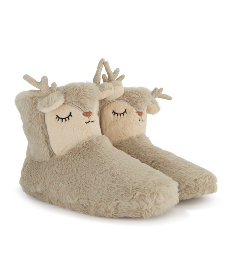 Luna reindeer slippers, Beige