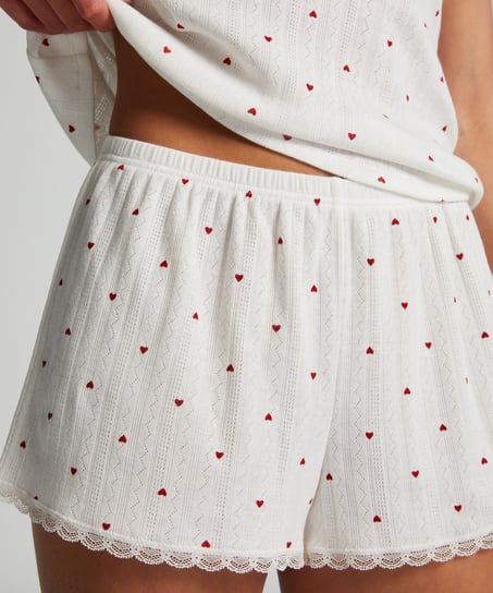Pointelle Pyjama Shorts, White