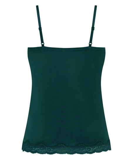 Velours Lace Cami Top, Green