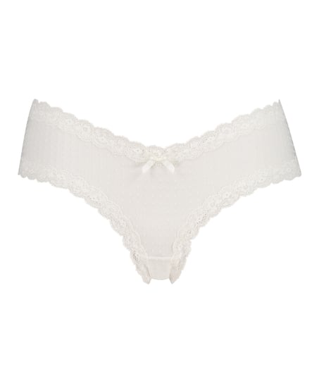 V-shaped Brazilian knickers mesh, White