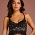 Heather Padded Longline Underwired Bra, Black