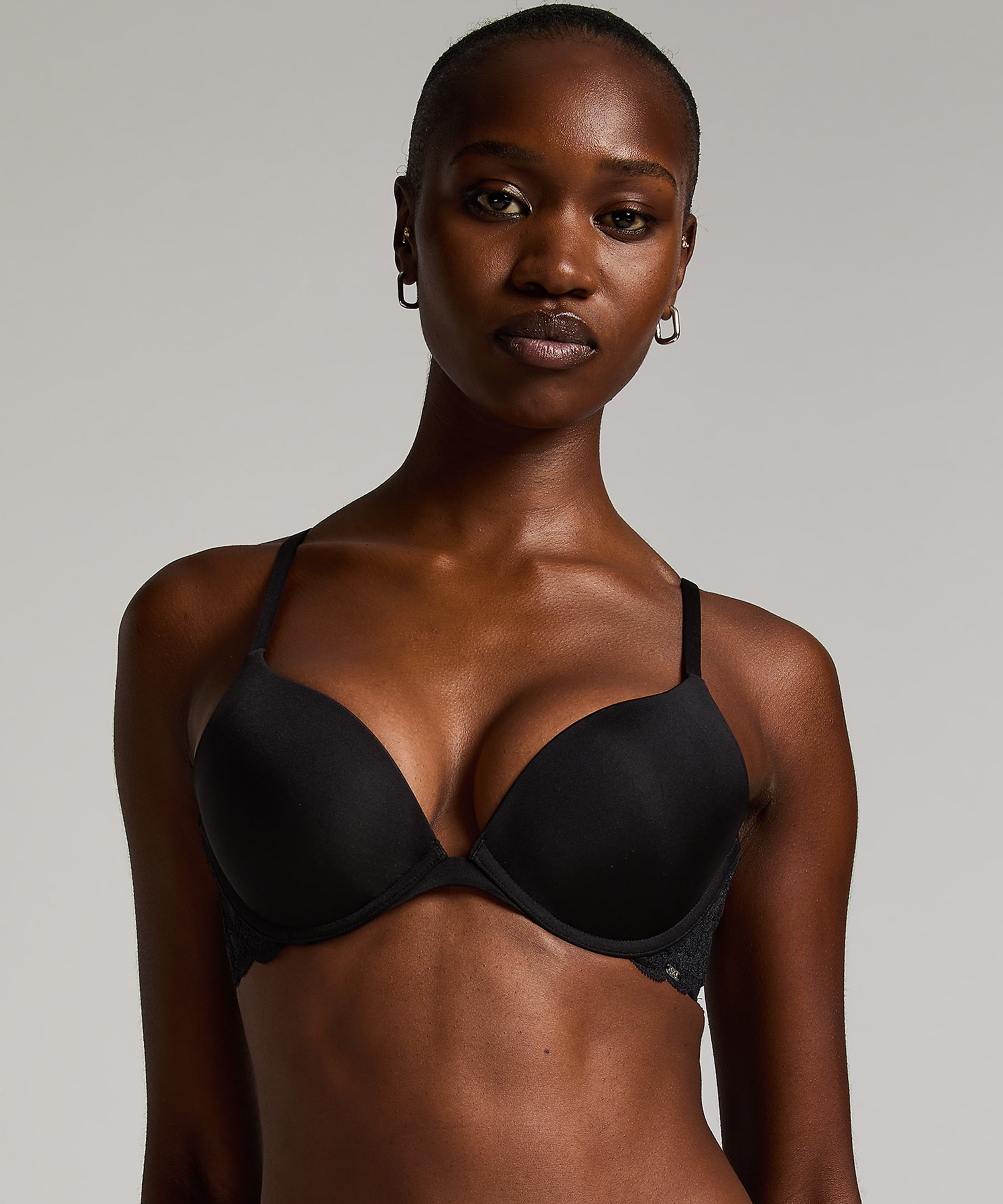 Angie Padded Underwired Push-Up Bra, Black, main