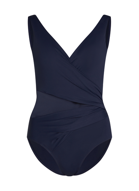 Shaping Shell Mesh Swimsuit, Blue