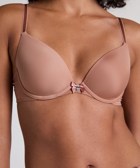 Plunge Padded Underwired Bra, Brown