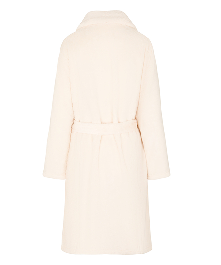 Fleece Bathrobe, White