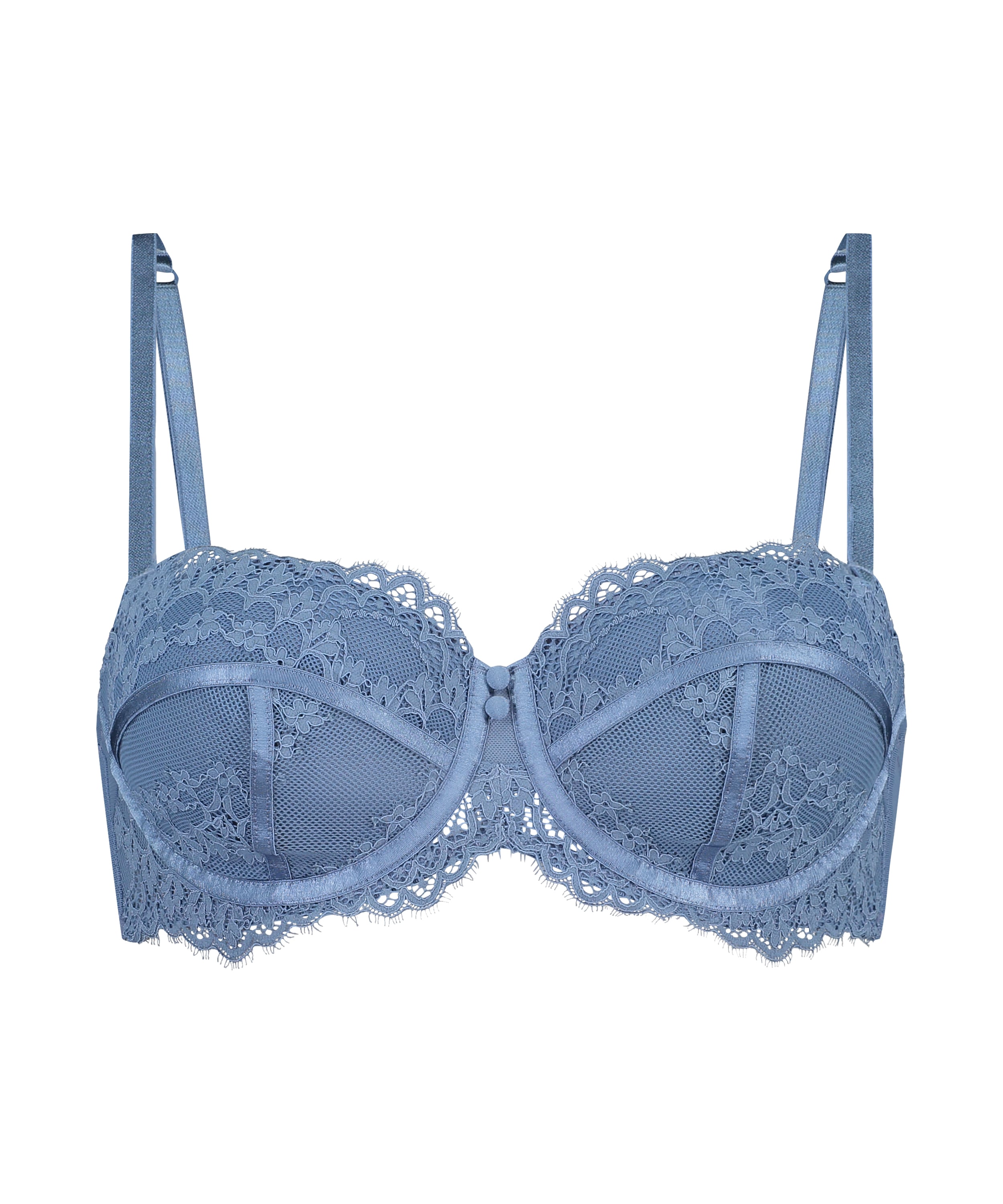 Daisy Padded Strapless Underwired Bra, Blue, main