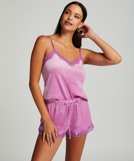 Velours Lace Cami Top, Pink