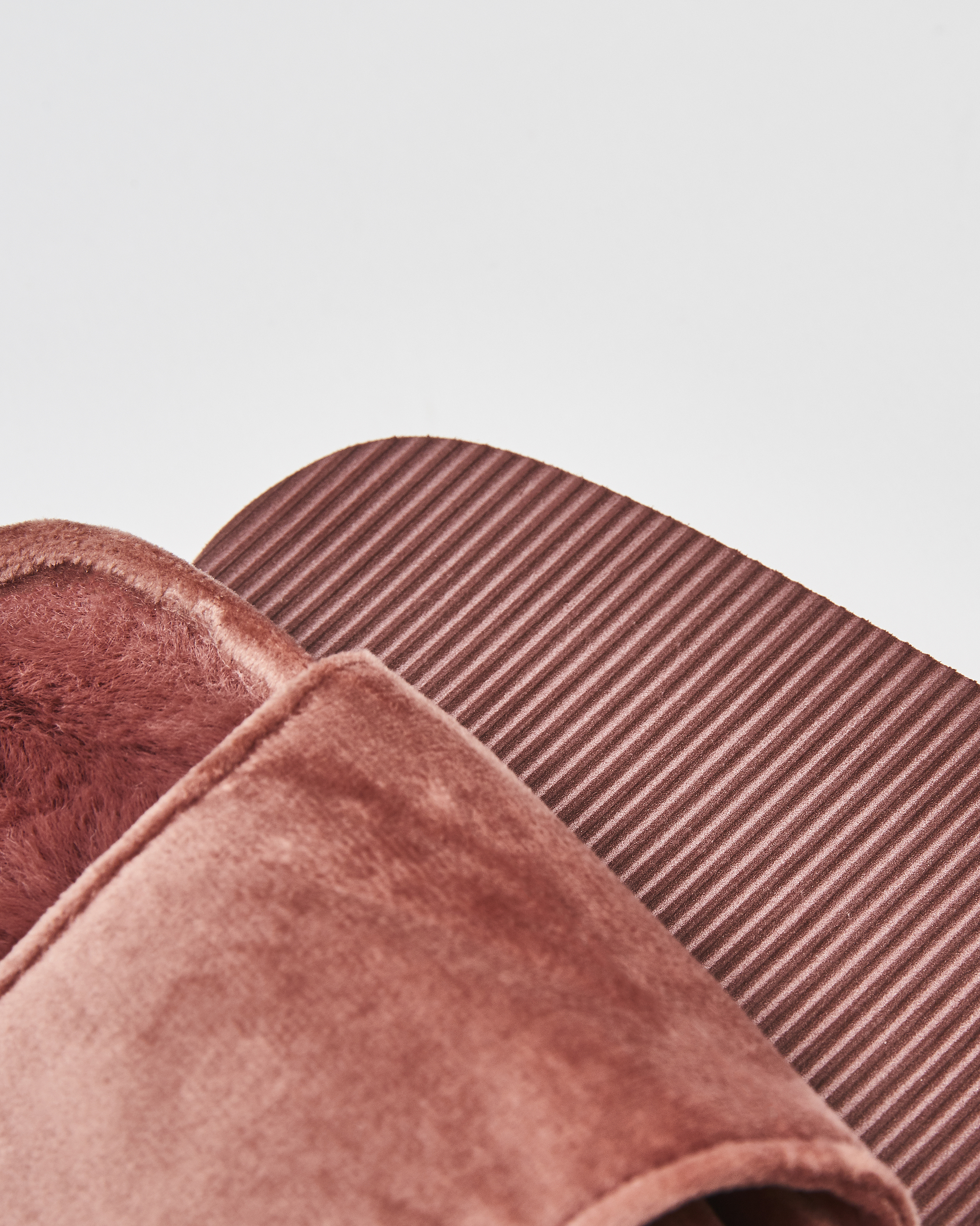 Fake fur velour slippers, Pink, main