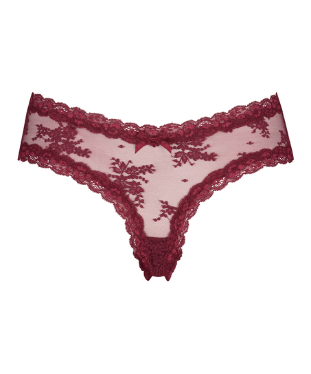V-shaped Brazilian knickers mesh, Red