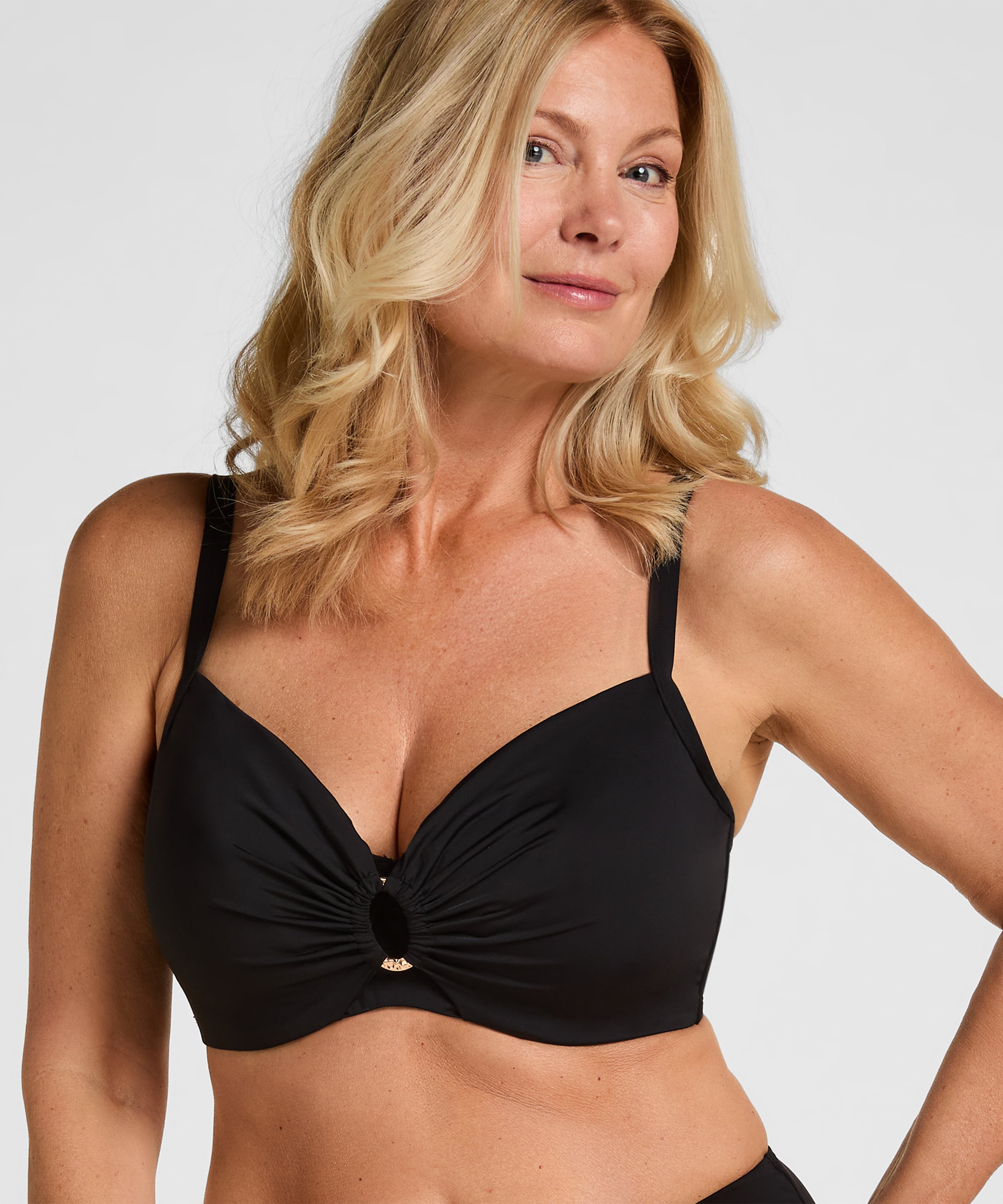 Non-Padded Underwired Bikini Top Luxe, Black, main
