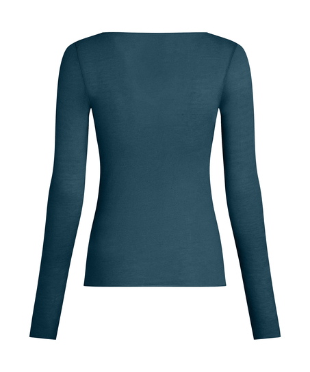 super soft Boatneck Shirt with Cashmere, Blue