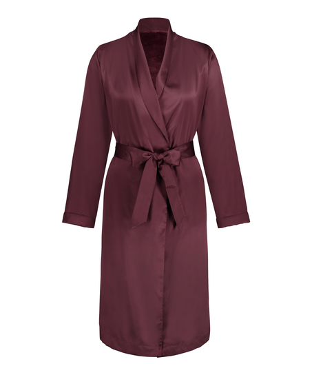 Satin Fleece Bathrobe, Purple