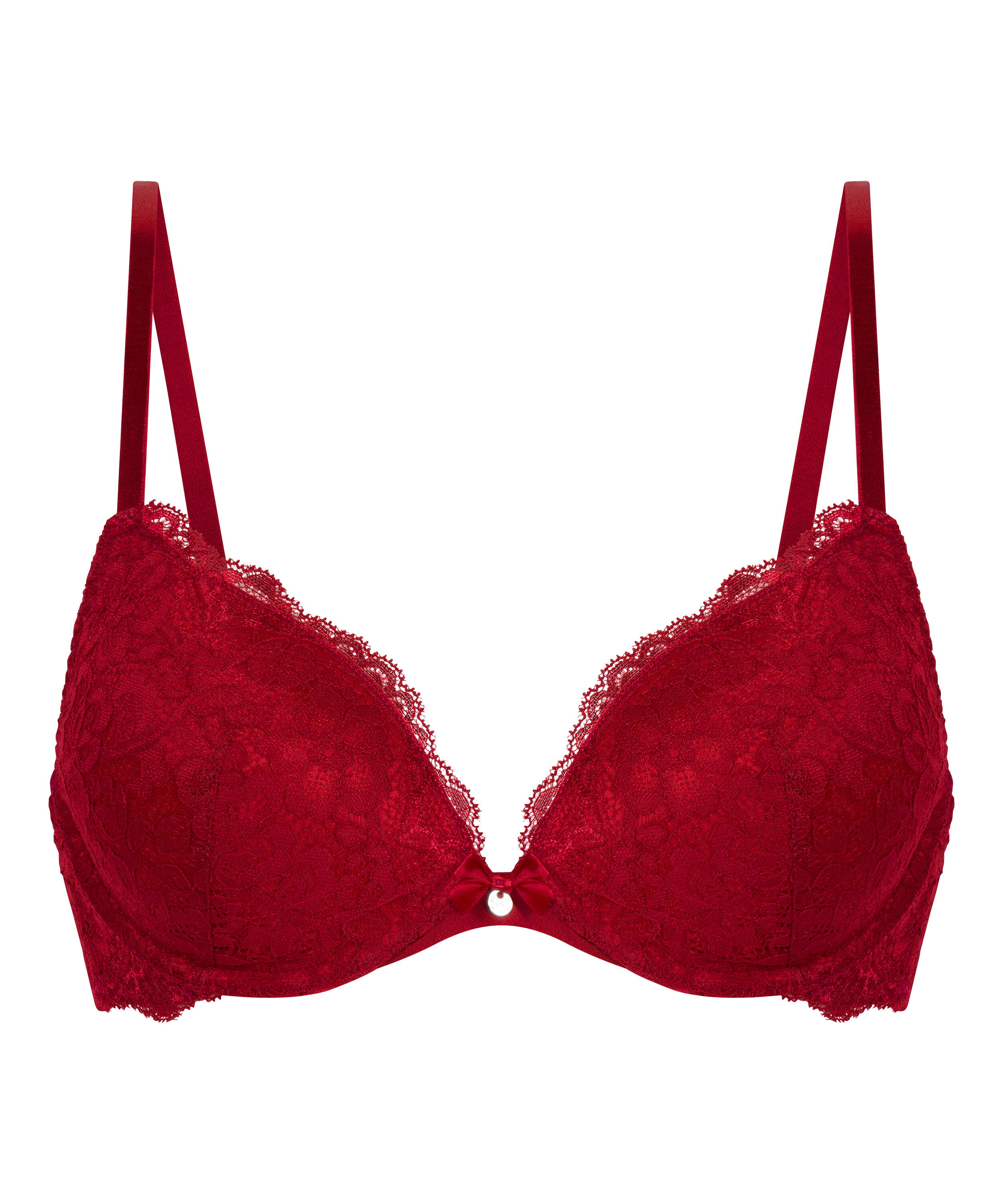 Marine Padded Push-Up Underwired Bra, Red